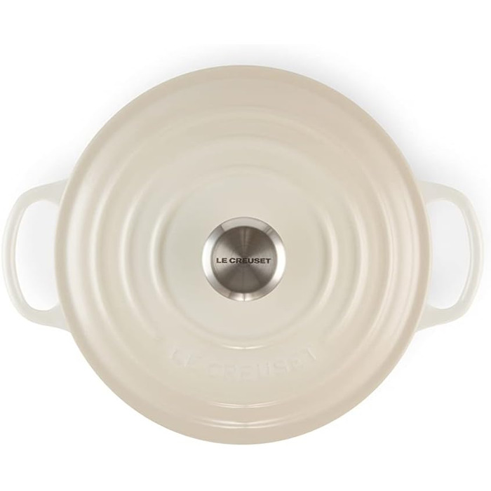 Чавунна каструля-брятер Le Creuset Signature з кришкою, кругла, 20 см, 2,4 л, для всіх типів плит та індукції, колір Meringue