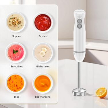 Блендер-подрібнювач Bonsenkitchen 2-в-1, 1000 Вт, нержавіюча сталь, 2 швидкості, з мірним стаканом 700 мл для дитячого харчування, супів, смузі та пюре