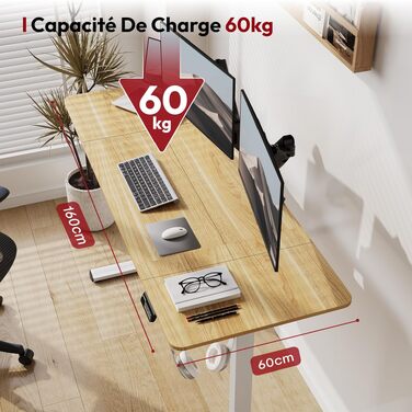Регульований по висоті стіл SANODESK 110x54 см - Компактний стоячий стіл з анти-колізійним захистом для дому та офісу