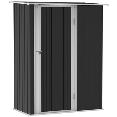 Outsunny Garden Shed Садовий сарай Садовий сарай з дверима Зовнішня сталь Темно-сірий 142 x 84 x 189 см