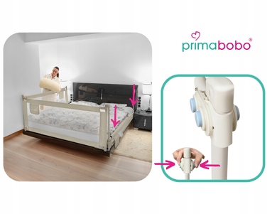 Захисна бічна стінка для ліжка Primabobo Classic 200x180 см, складана, бежева, 3 шт.