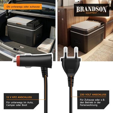 Автомобільний компресорний холодильник Brandson 30л з Bluetooth та Wi-Fi (Tuya Smart) - 230V/12V/24V, морозильна камера до -20°C, Еко-режим, чорний