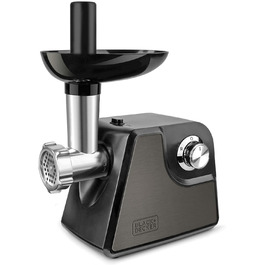 М'ясорубка Black+Decker BXMM1000E 1000Вт, нержавіюча сталь, насадки для кіббе та ковбас, 3 решітки для подрібнення
