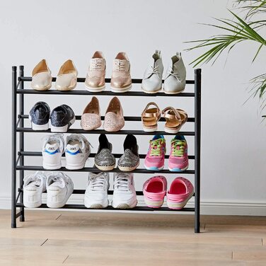 Металевий стелаж для взуття LOVE IT STORE IT Loft, 4 рівні, розсувний, стійкий, до 20 пар, чорний матовий