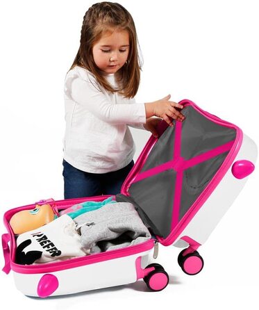 Дитяча валіза Roll Road Little Me, Єдиноріг, біла, 50x38x20 см, ABS-пластик, 34 л, 4 колеса, кодовий замок