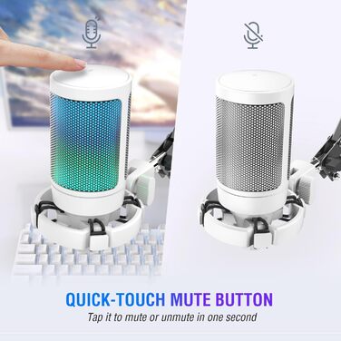 USB мікрофон FIFINE для ПК, ігровий, з підставкою, білий, для MAC, PS4, PS5, із кнопкою вимкнення звуку, поп-фільтром, амортизатором, для стрімінгу, подкастів, студії