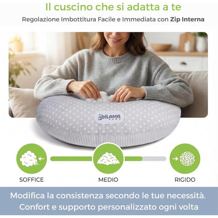 Подушка для годування Dilamababy Klein з 2 наволочками, 100% бавовна Ökotex - комфортна, гіпоалергенна подушка для годування, антиалергенний наповнювач з волокон