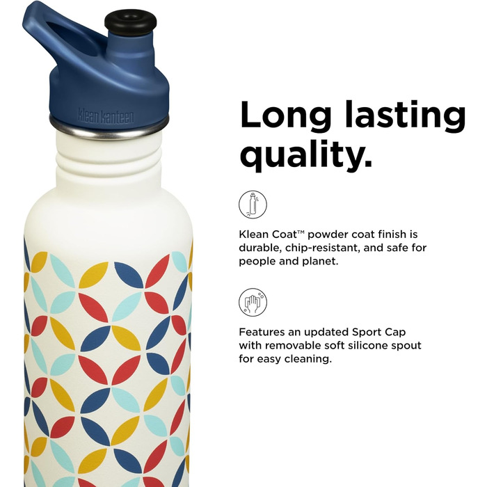 Спортивна пляшка для води Klean Kanteen Classic Retro-Punkt, сталева, 800 мл