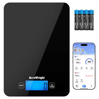 Кухонні ваги Bluetooth Accuweight CK780 з розрахунком калорій та живленням від батарейок (до 5 кг)