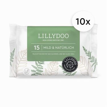 Дитячі вологі серветки LILLYDOO Mild & Natürlich, гіпоалергенні, 600 шт (10 пачок по 60 шт)