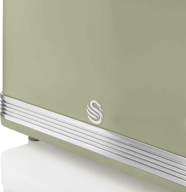 Набір для сніданку Swan Retro: чайник 1.8л, тостер на 2 тости, мікрохвильова піч 20л, зелений, вінтажний дизайн