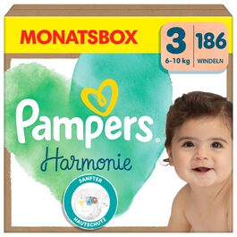 Дитячі підгузки Pampers Harmonie розмір 1 (2-5 кг), гіпоалергенні, на рослинній основі, 180 шт.