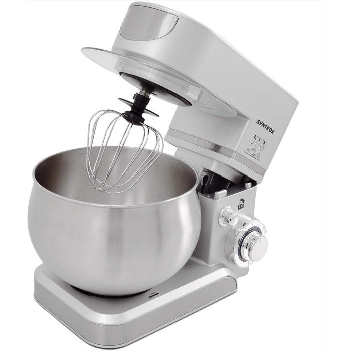 Кухонна машина Syntrox Germany KM-5.0L Basic Silver, 5 л, срібляста, міксер з нержавіючої сталі