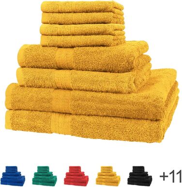 Набір рушників 8 шт: 4×30x30 см, 2×140x70 см, 2×100x50 см, жовті