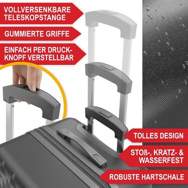 Набір валіз Onbest Premium 4-в-1 з жорстким корпусом, TSA-замком та USB-портом – Плюс ваги для валіз, ременів, адресників, тримача для напоїв, чохла для взуття та чохлів від пилу (Чорний)