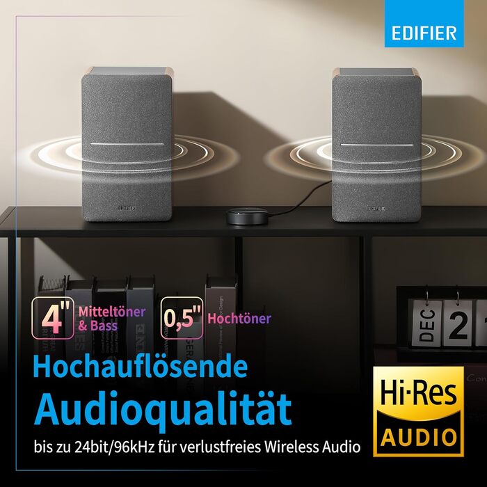 Активні WiFi-колонки Edifier R1280T+WiiM Mini, 42 Вт, Multiroom, Bluetooth, Hi-Res Audio 24Bit/96kHz, DSP, оптичний вхід, пульт, дерево