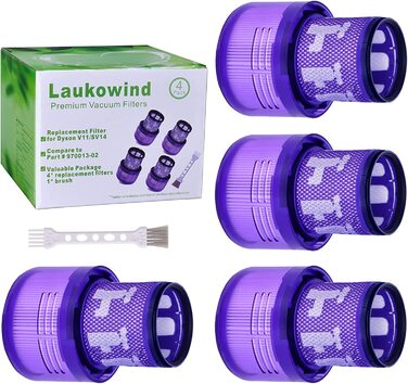 Комплект з 4 фільтрів Laukowind для пилососа Dyson V12, багаторазові миючі фільтри для Dyson V12 Detect Absolute Extra, Total Clean, Fluffy, заміна 971517-01