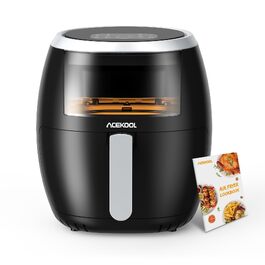 Аерофритюрниця Acekool XXL 8л, 1800 Вт, без масляного смаження, 8 програм, регулювання температури, сіра (з книгою рецептів)