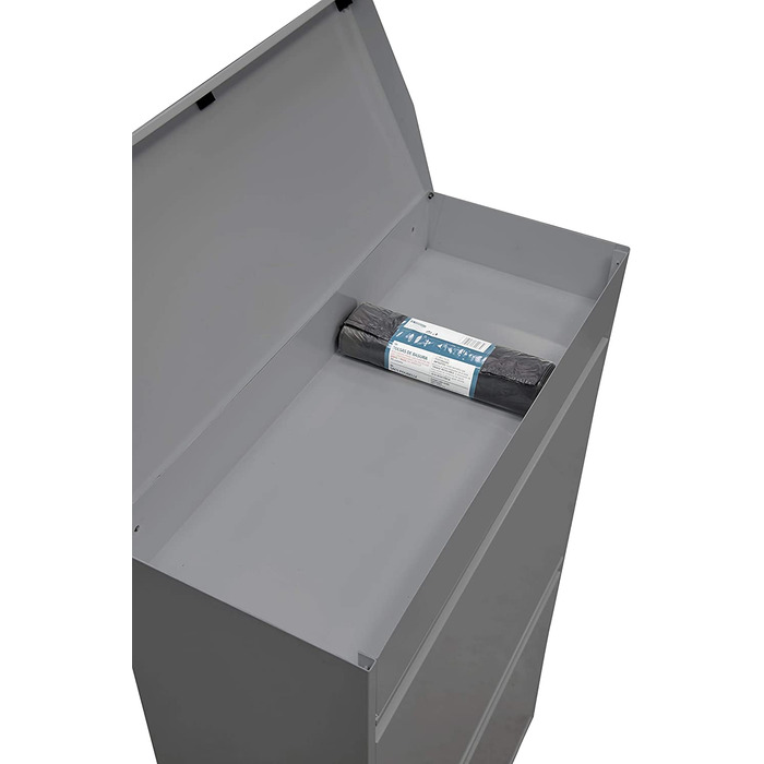 ARREGUI Top CR622-B контейнер для сортування сміття зі сталі з кришкою, 4 секції, відро для сміття для кухні, зйомні внутрішні відерця з ручкою, 4×17 л (68 л), світло-сірий