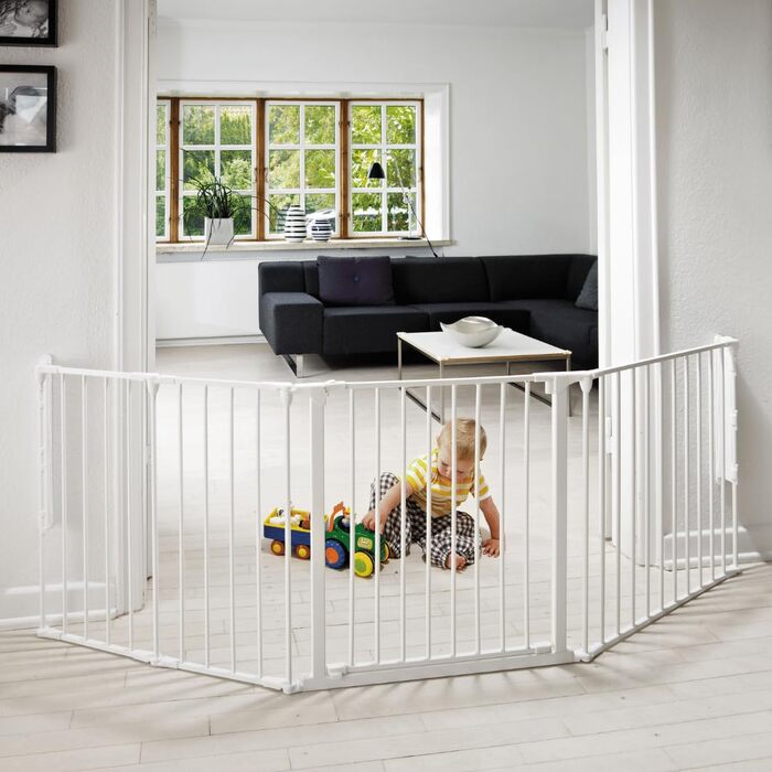 Захисний бар'єр BabyDan Flex L (90-350 см) - дитячий, для тварин, білий. Данія