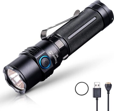 TrustFire LED ліхтарик MC3, надяскравий 2500 люмен, тактичний, IP68, акумулятор 21700, 5 режимів, міні-ліхтарик для полювання та надзвичайних ситуацій, чорний