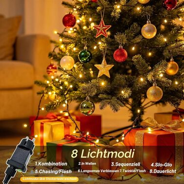 Світлодіодна гірлянда вулична та внутрішня 80м 800LED, теплий білий колір, 8 режимів роботи, таймер, водонепроникна IP44 для саду, балкона та кемпінгу