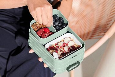 Ланчбокс Mepal Lunch to go Set з контейнером Lunchpot, великий бенто-бокс з відділеннями для дорослих, Old Nordic Blue, Medium