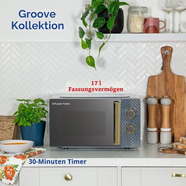 Мікрохвильова піч Russell Hobbs RHMM723G 17 л, 700 Вт, сіра: 5 режимів потужності, таймер, функція розморожування, стильний дизайн