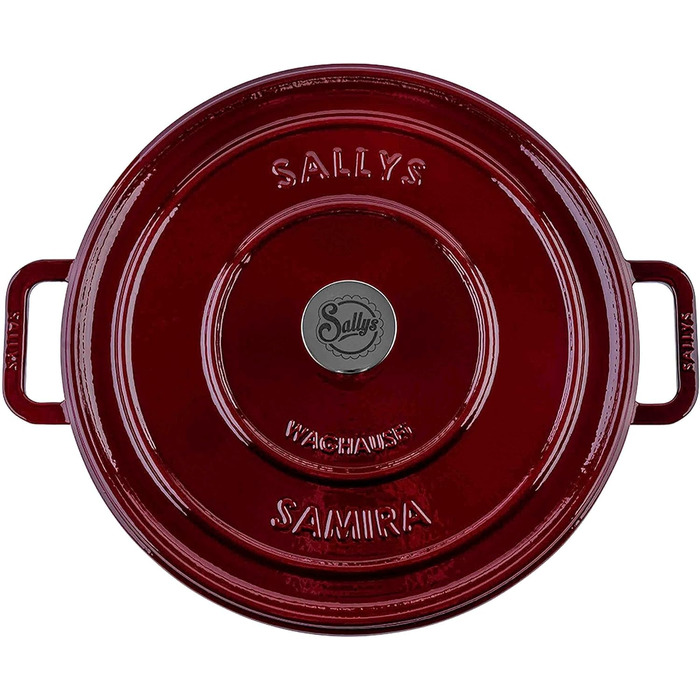 Чавунний казан Sallys 'Samira' Deluxe 2,2 л, бордовий, для всіх плит і духовки до 250°C, преміум якість