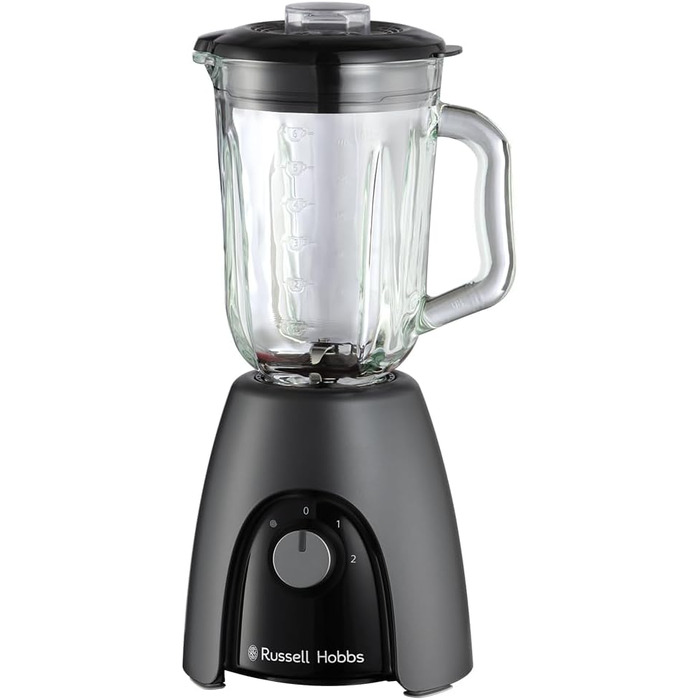 Стаціонарний блендер Russell Hobbs Smoothie Maker 27121-56, скляна чаша 1.5л, 850 Вт, 2 швидкості та імпульсний режим, Matte Charcoal