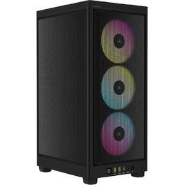 Корпус для ПК Corsair iCUE 2000D RGB Airflow Mini-ITX, сталевий, з підсвіткою, 3 вентилятори Slim AF120 RGB, контролер iCUE Lighting Node Core, чорний