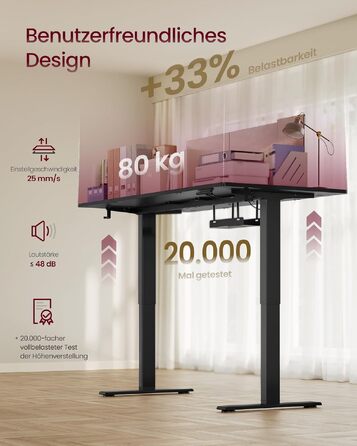 Регульований стіл VASAGLE 160x80 см, чорний: стоячий стіл з USB-C, органайзер для кабелів, пам'ять позицій, нагадування про сидіння для офісу LSD146BZ02