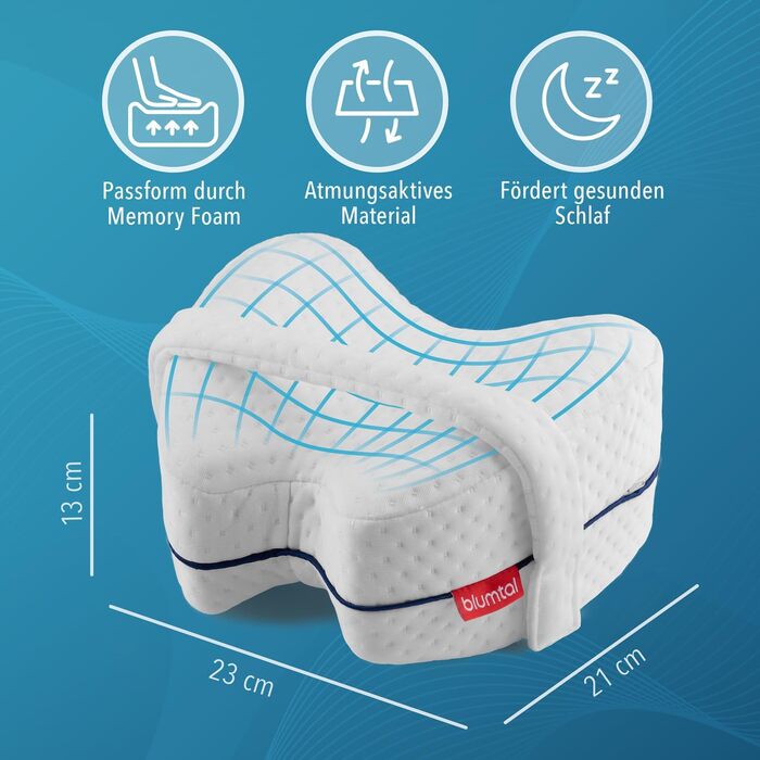 Подушка для сну між ніг Blumtal з піни Memory Foam для лежання на боку - сертифікат Oeko-TEX, ортопедична подушка при ішіасі, біла