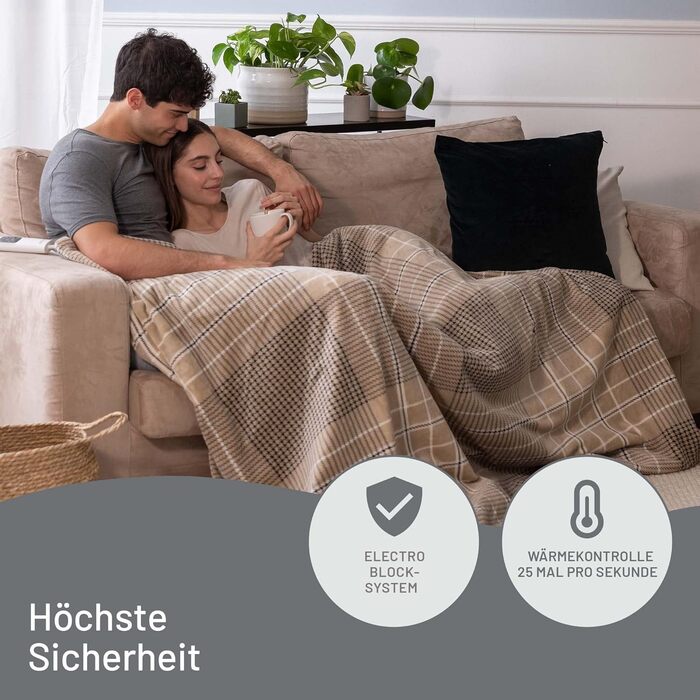 Електрична ковдра Imetec Adapto Elegance 180x140 см, 6 режимів, швидкий нагрів, енергозбереження, м'яка тканина, пральна