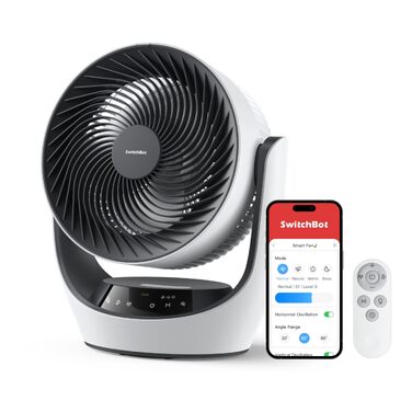 Вентилятор USB SwitchBot настільний з акумулятором, тихий (24 дБ), сумісний з Alexa/Google/Siri (потрібен хаб), 4 режими, таймер 9 год