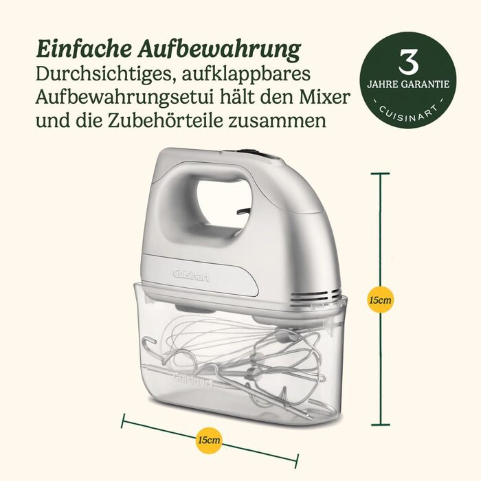 Електричний ручний міксер Cuisinart Power Advantage 7-Speed, сріблястий | 200W, з набором насадок та кейсом
