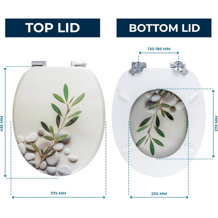 Антибактеріальна туалетна кришка Benkstein Premium, овал, біла, дюропласт, з мікроліфтом і швидким зніманням, сидіння для унітазу з нержавіючої сталі