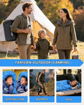 Спальний мішок Outdoor для дітей та дорослих, легкий та компактний (220x80 см, небесно-блакитний, температурний режим 10-26 °C)