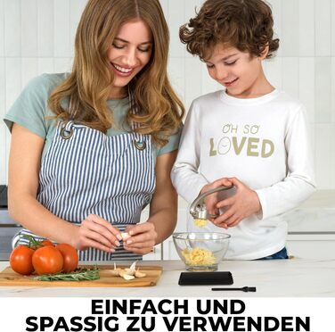 Пресс для часнику Zulay Küche Imperial Silver з силіконовим скребком та щіткою для чищення - професійний подрібнювач часнику