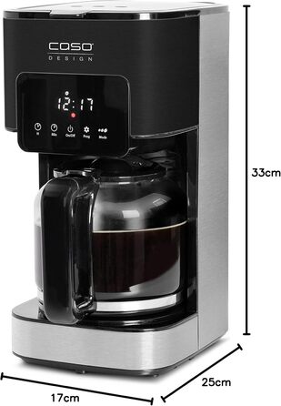 Кавоварка CASO Coffee Taste and Style з постійним фільтром, 1,5 л, оптимальна температура заварювання 92-96°C, крапельний стоп, покращена система заварювання, нержавіюча сталь, на 12 чашок