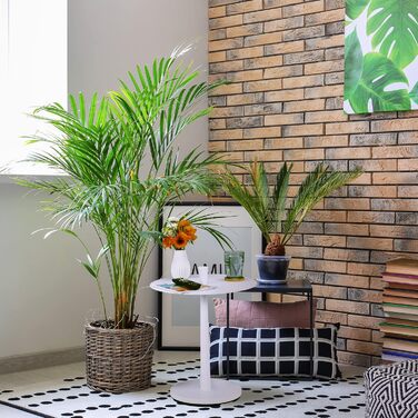 Журнальний стіл Relaxdays, круглий, сталь і дерево, 56x45 см, білий, сучасний дизайн