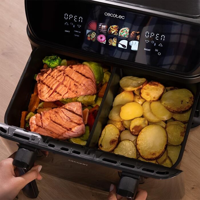 Аерофритюрниця Cecotec Cecofry & Grill Duoheat 4000 з грилем, 4 л, 1900 Вт, регулювання температури 40-200°C, 10 програм, Inox