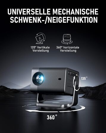 Смарт-проектор VISSPL 4K Full HD 1080P, 1000 ANSI люмен, WiFi 6, Bluetooth, автофокус та корекція трапецієподібних викривлень, для домашнього кінотеатру та використання на відкритому повітрі (Чорний)