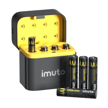 Набір літієвих акумуляторів imuto AAA 1.5V 1300mWh (8 шт.) з зарядним пристроєм, 2500 циклів зарядки