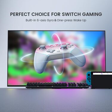 Бездротовий геймпад GameSir Super Nova з зарядною станцією, Hall-ефект стіки, регульовані тригери, гіроскоп для Nintendo Switch, Switch 2, PC, Android, iOS (рожевий)