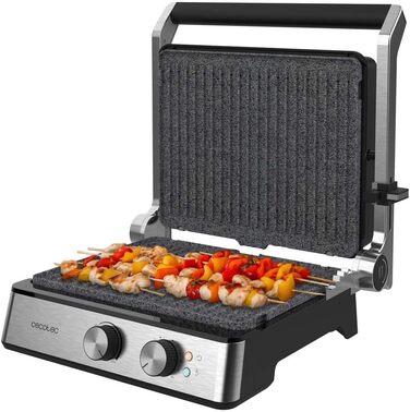Електричний гриль Cecotec Rock'nGrill Dual 2000 Вт з незалежним регулюванням температури, знімні антипригарні пластини, відкривання на 180º (2400 Вт | Blaze)
