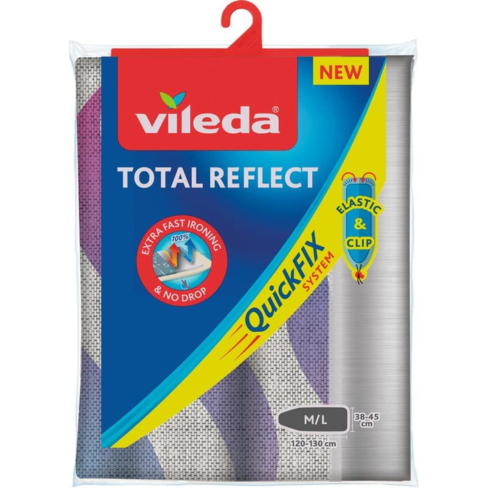 Чохол для прасувальної дошки Vileda Total Reflect Plus, для парових станцій, швидке прасування, сірий, 142,5x45,6 см