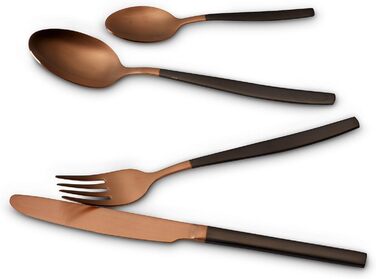 Набір столових приборів Echtwerk Positano Due-Bronze/Black, 24 предмети, для 6 осіб, матова нержавіюча сталь 18/10, преміум якість, для сервірування столу, весіль та святкових подій