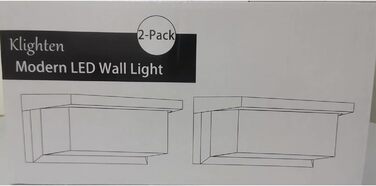 Klighten LED настінний світильник для вулиці, 2 шт, 3000K, IP65, алюмінієвий, чорний, для дому, саду та тераси