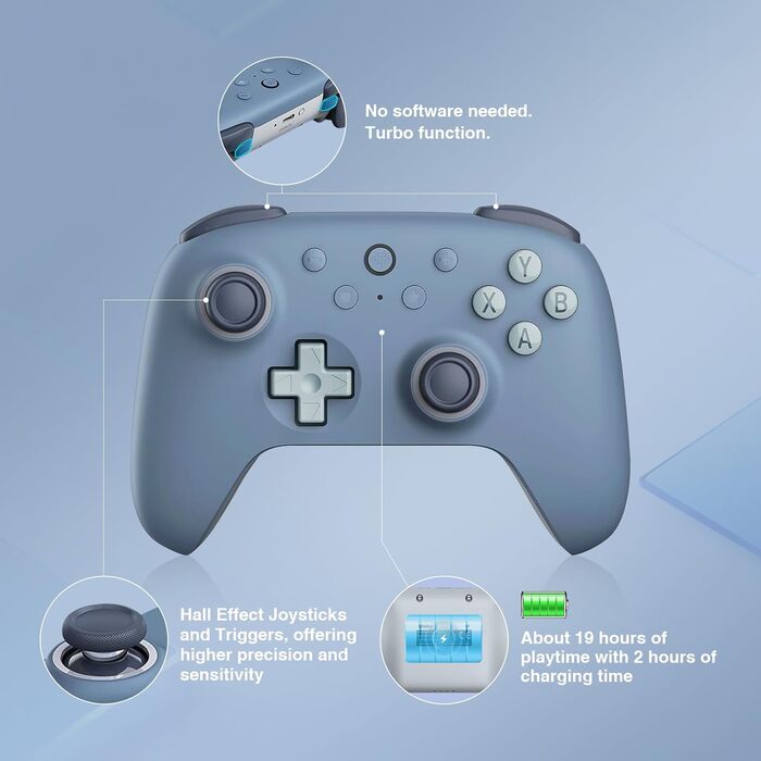8BitDo Ultimate 2C: Бездротовий контролер для ПК Windows та Android, 1000 Гц, Hall-ефект, Turbofunktion (ДНК)